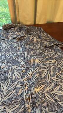 UNTUCKit Brentin Men XL 100% Linen Short Sleeve Shirt Blue Leaf